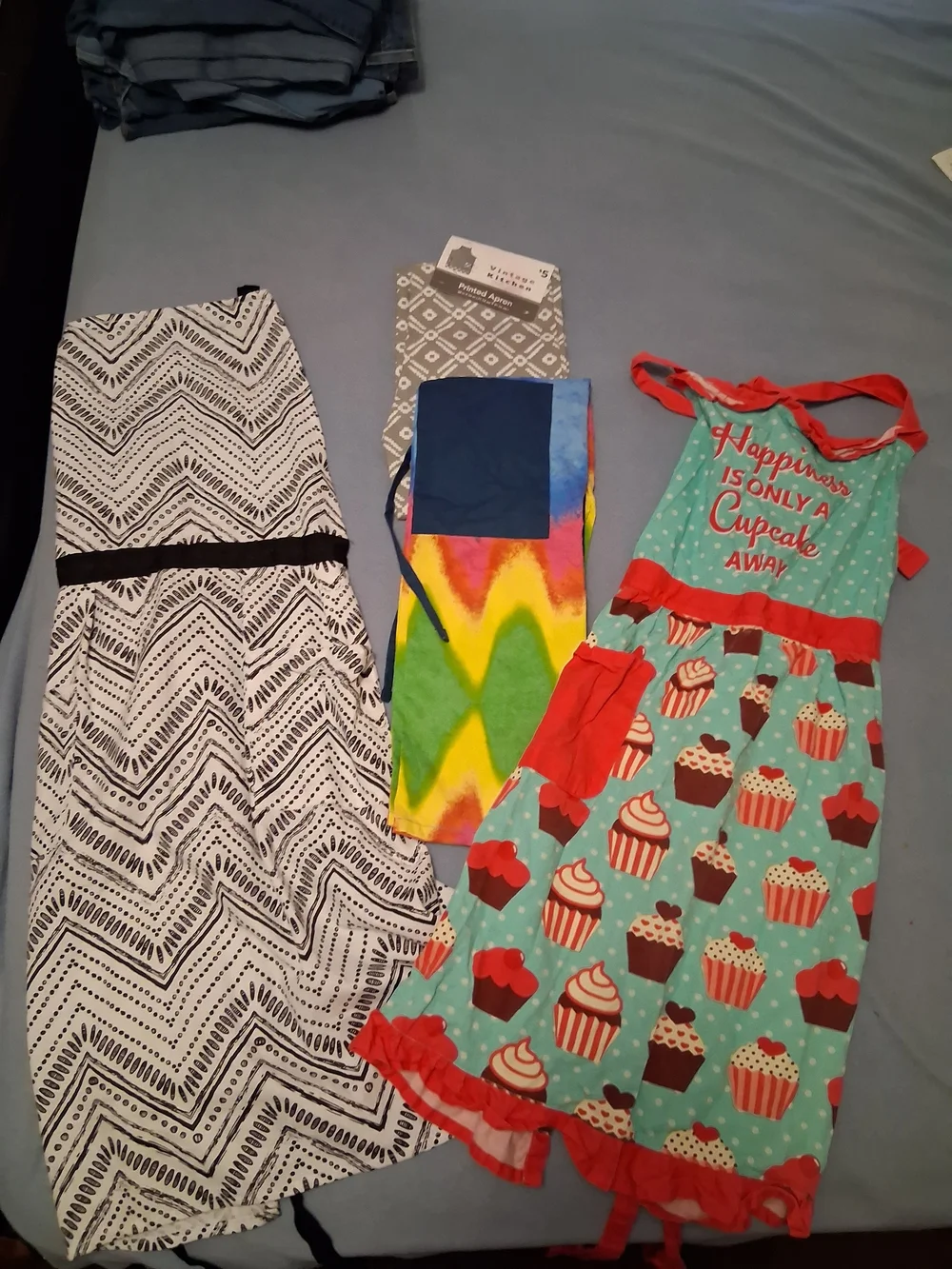 Cupcake Print Kitchen Apron - Aqua and Red